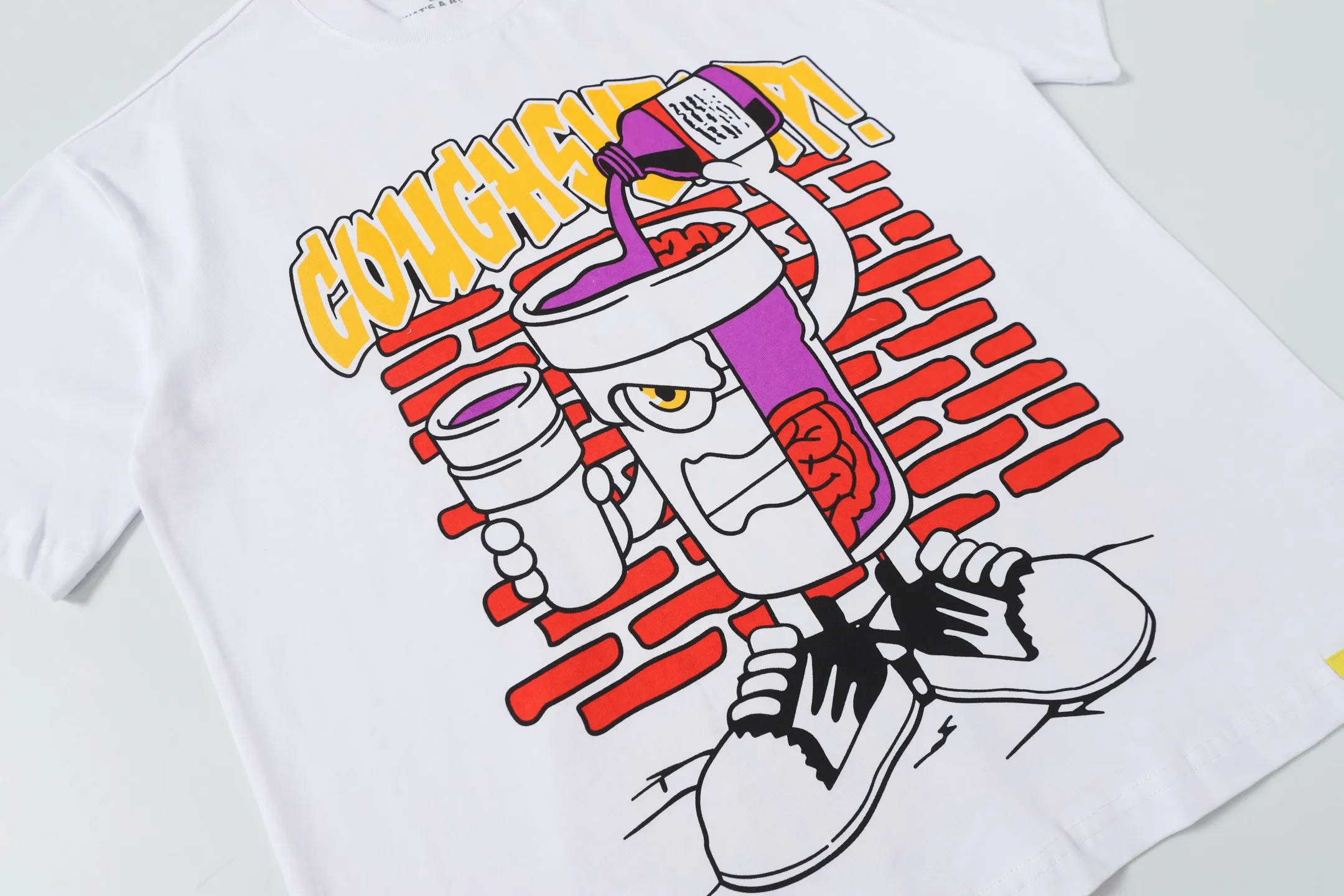 2213#White I THAT'S A AWFUL LOT OF COUGH SYRUP In Stock Real shot American simple trendy brand loose casual T-shirt Fabric (fabric): 32 counts Weight combed double yarn pure cotton Sizes (size): S-M L X L Color (colour): White,